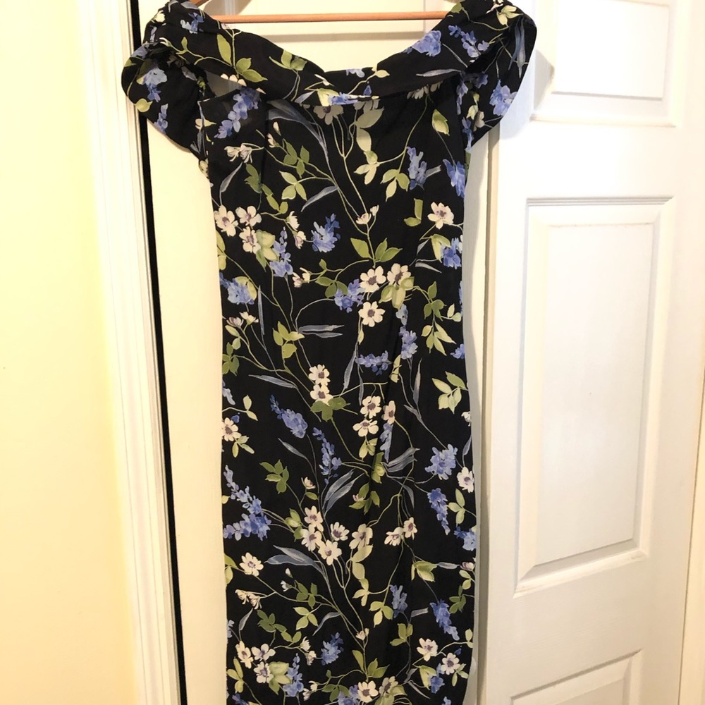 Reformation Black Floral Midi Dress